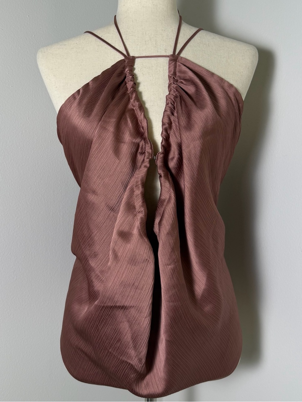 Mauve Pink Silky Halter Top, Mare Mare by Anthropologie, Women’s XL